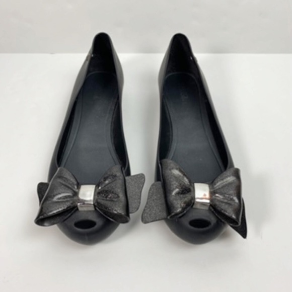 Melissa Shoes - Melissa Glitter Bow Black Flate
